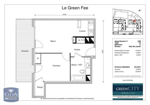  Appartement � louer 2 pi�ces 43 m�