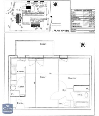  Appartement à louer 2 pièces 45 m²