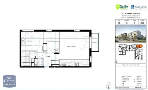  Appartement � louer 3 pi�ces 66 m�