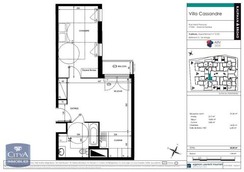  Appartement  louer 2 pices 42 m