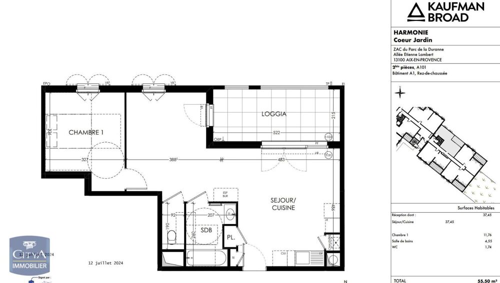 location Appartement - 2 pièce(s) - 56 m² Les Milles (13290)