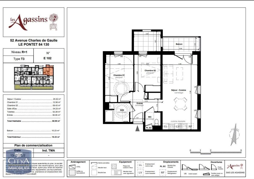 location Appartement - 3 pièce(s) - 61 m² Le Pontet (84130)