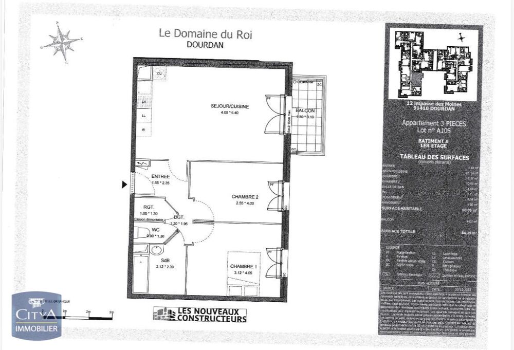 location Appartement - 3 pièce(s) - 60 m² Dourdan (91410)