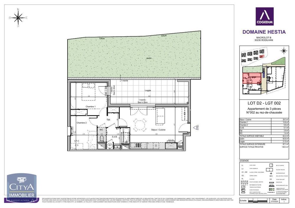 location Appartement - 3 pièce(s) - 62 m² Rodilhan (30230)