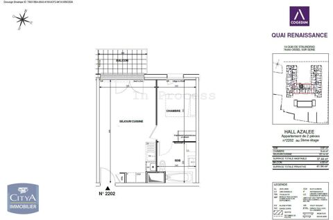   Location Appartement Appartement - 2 pièce(s) - 37 m²