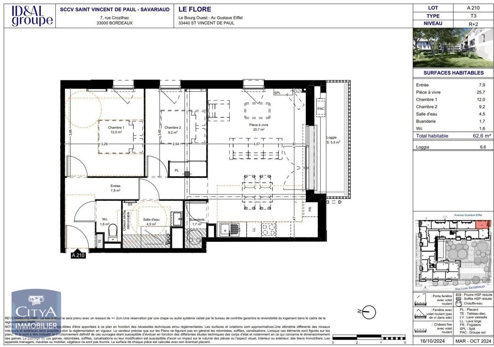 location Appartement - 3 pièce(s) - 63 m² Saint-Vincent-de-Paul (33440)