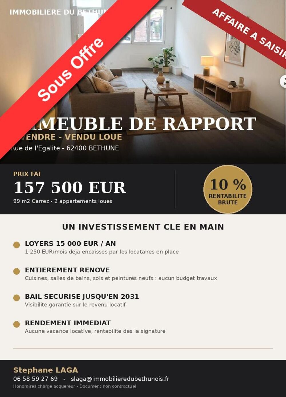 vente Immeuble - 99 m² Béthune (62400)