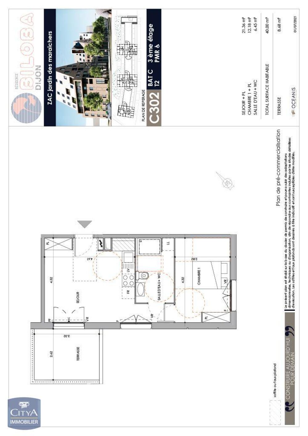 location Appartement - 2 pièce(s) - 40 m² Dijon (21000)