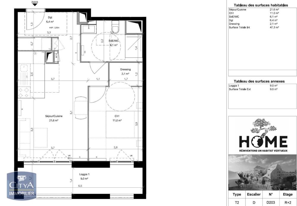location Appartement - 2 pièce(s) - 47 m² Bordeaux (33100)