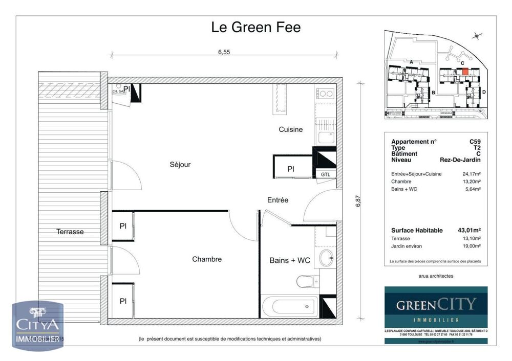 location Appartement - 2 pièce(s) - 43 m² Toulouse (31100)