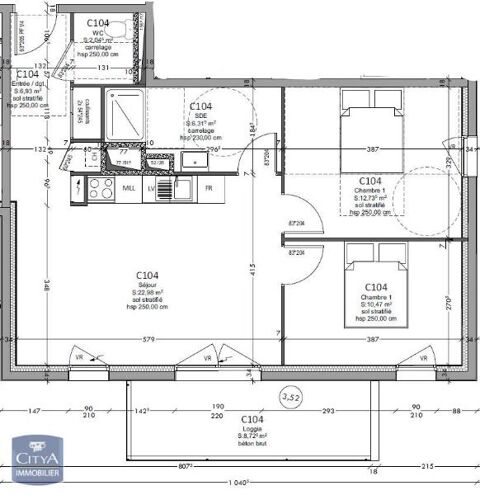  Appartement � louer 3 pi�ces 62 m�