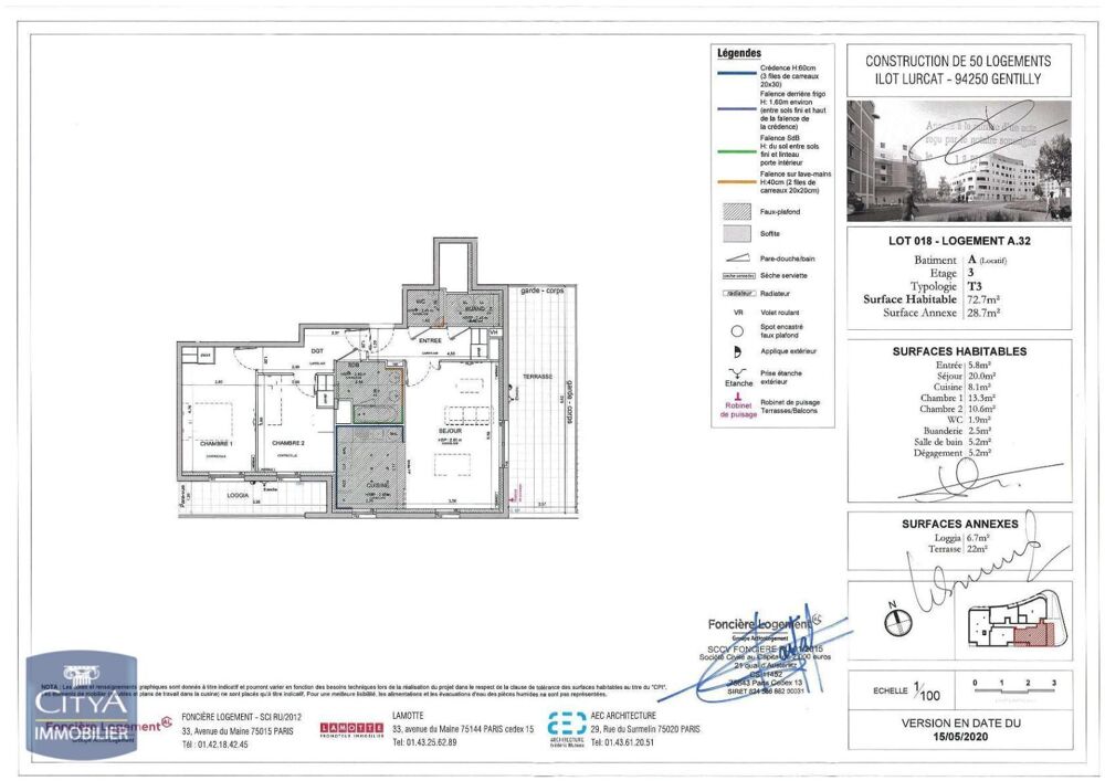 location Appartement - 3 pièce(s) - 73 m² Gentilly (94250)