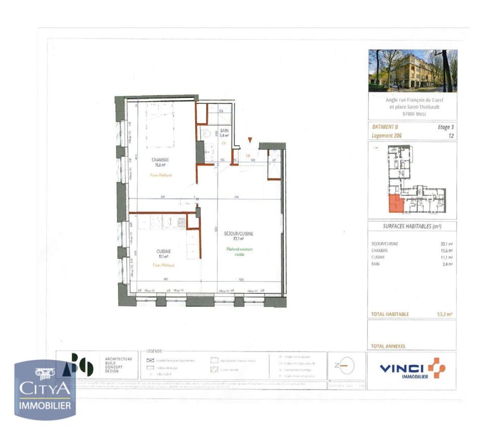 location Appartement - 2 pièce(s) - 53 m² Metz (57000)