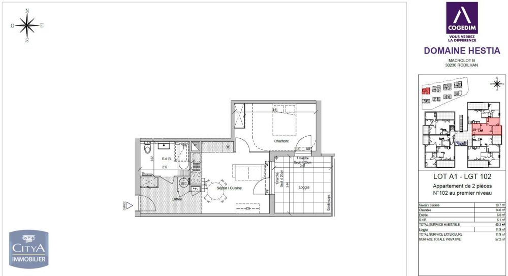 location Appartement - 2 pièce(s) - 45 m² Rodilhan (30230)