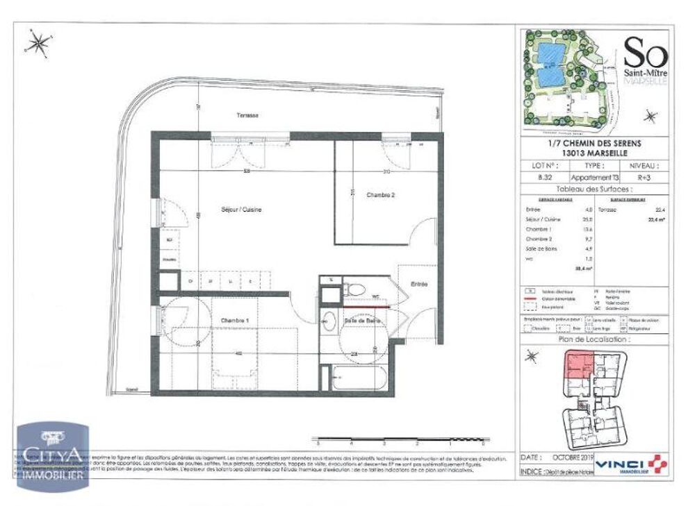 MARSEILLE 13013 - LOCATION SUR PLAN - CITYA PARADIS, pro....
