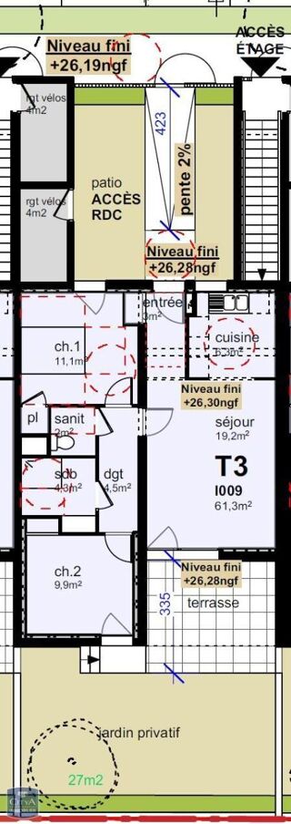  Appartement à louer 3 pièces 62 m²