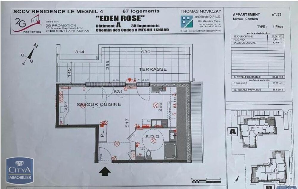 location Appartement - 1 pièce(s) - 35 m² Le Mesnil-Esnard (76240)