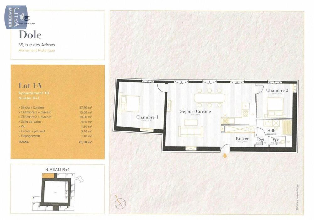location Appartement - 3 pièce(s) - 75 m² Dole (39100)