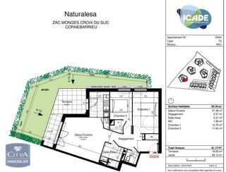  Appartement à louer 3 pièces 64 m²