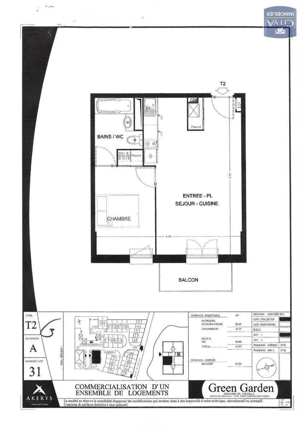 location Appartement - 2 pièce(s) - 42 m² Saint-Fargeau-Ponthierry (77310)