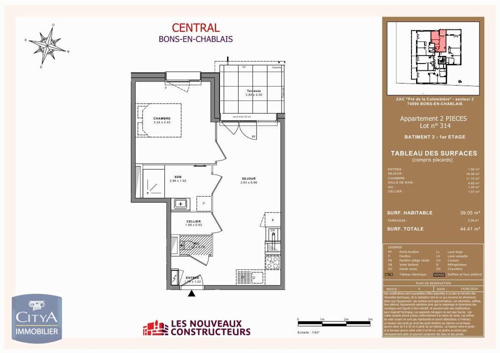 location Appartement - 2 pièce(s) - 39 m² Bons-en-Chablais (74890)