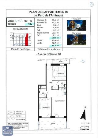  Appartement � louer 3 pi�ces 61 m�
