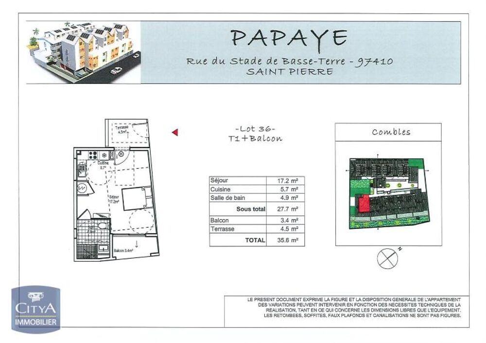 location Appartement - 1 pièce(s) - 28 m² Saint-Pierre (97410)