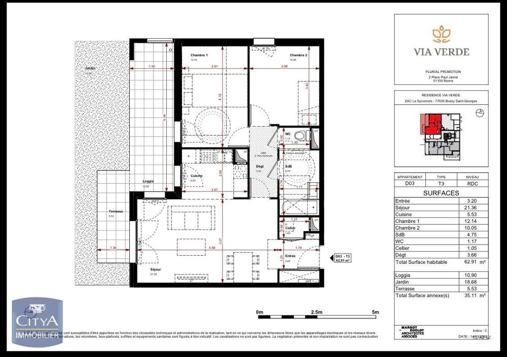 location Appartement - 3 pièce(s) - 63 m² Bussy-Saint-Georges (77600)