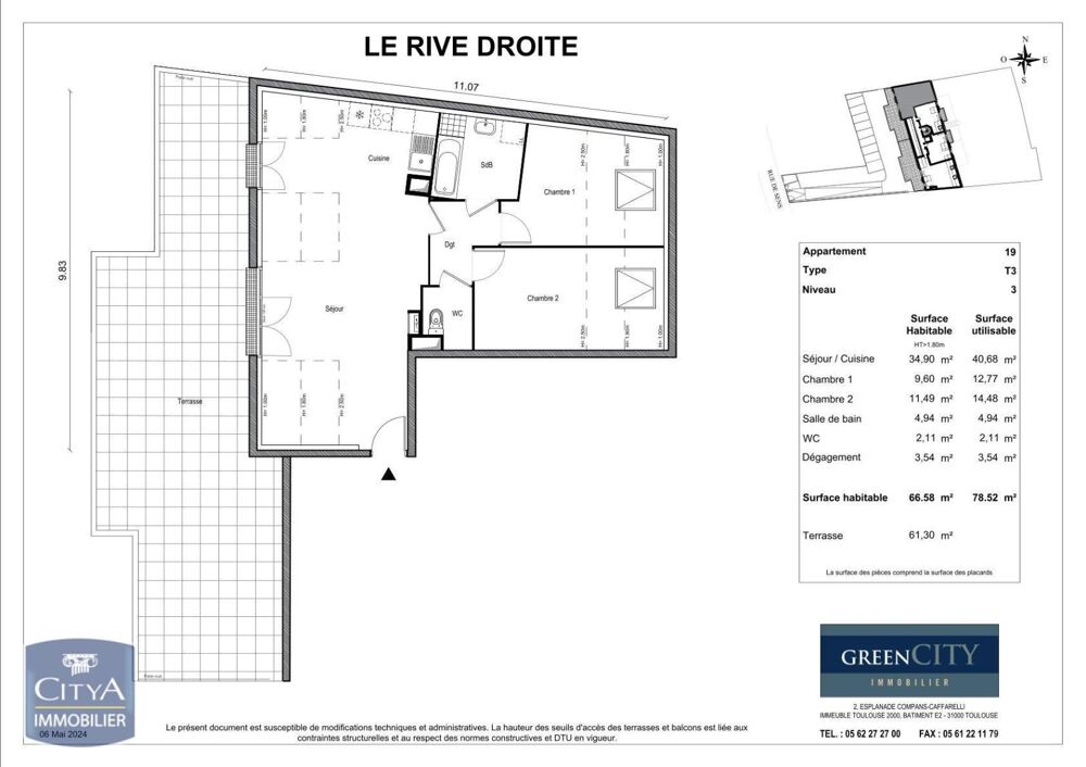 location Appartement - 3 pièce(s) - 67 m² Champagne-sur-Seine (77430)