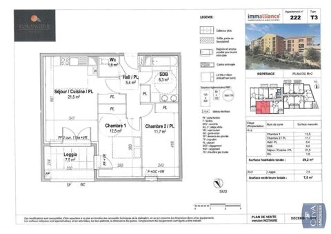  Appartement  louer 3 pices 60 m