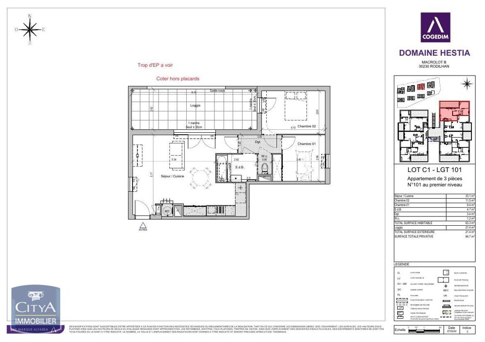 location Appartement - 3 pièce(s) - 63 m² Rodilhan (30230)
