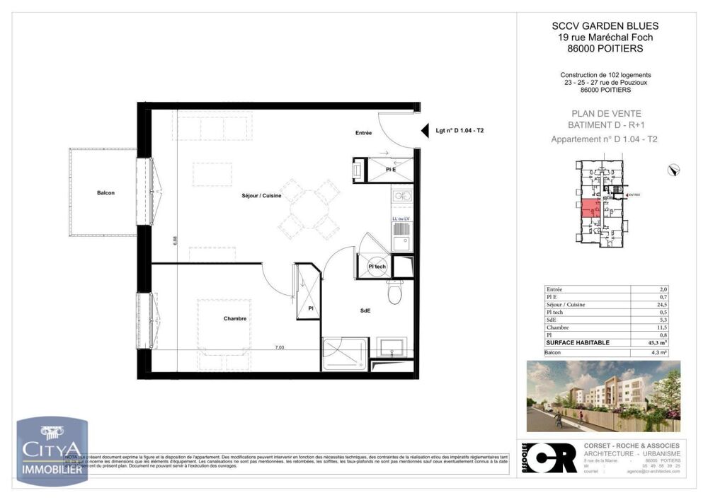 location Appartement - 2 pièce(s) - 45 m² Poitiers (86000)