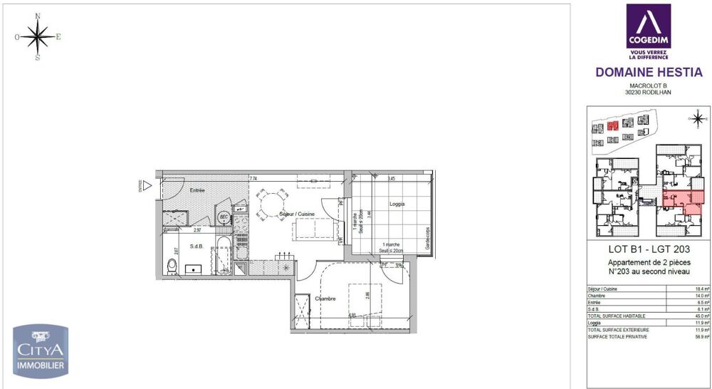 location Appartement - 2 pièce(s) - 45 m² Rodilhan (30230)