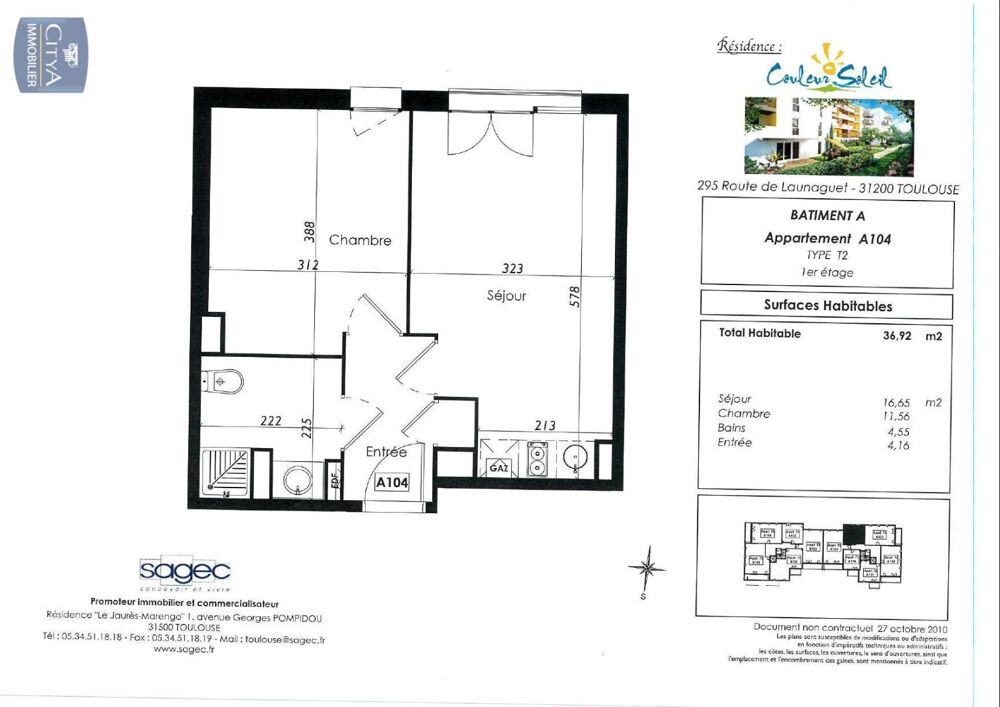 location Appartement - 2 pièce(s) - 36 m² Toulouse (31200)