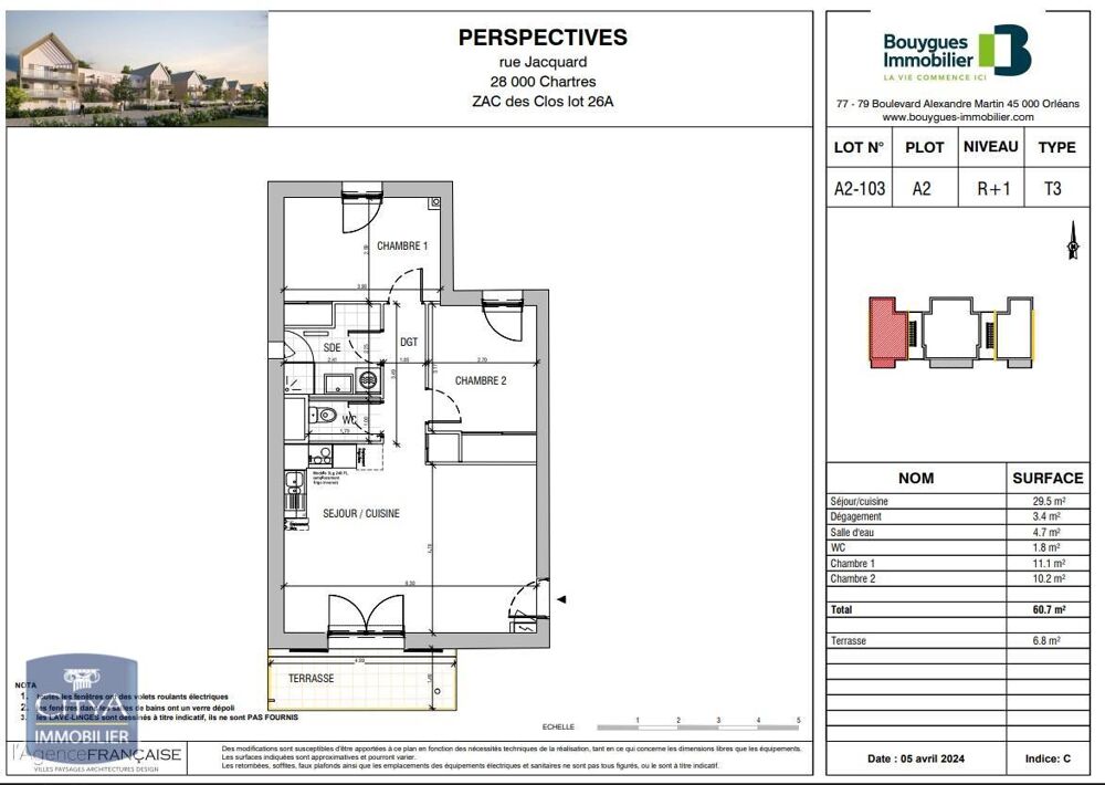 location Appartement - 3 pièce(s) - 61 m² Chartres (28000)