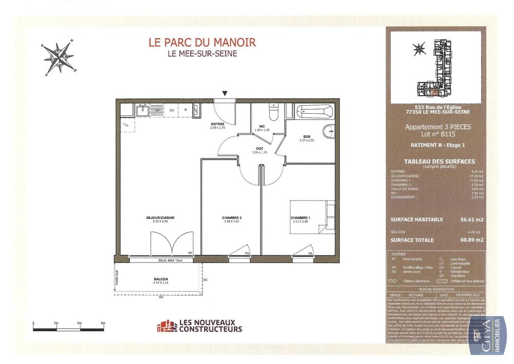 location Appartement - 3 pièce(s) - 57 m² Le Mée-sur-Seine (77350)