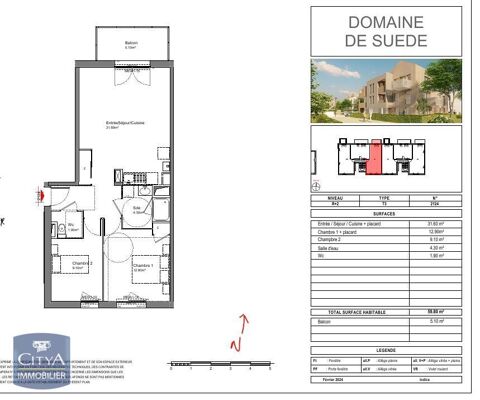  Appartement � louer 3 pi�ces 60 m�