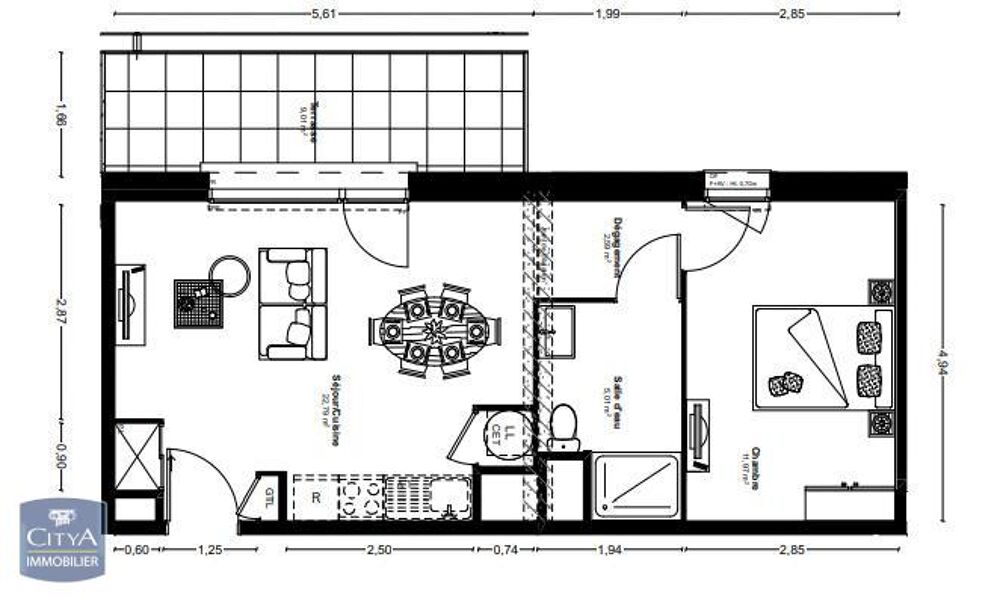 location Appartement - 2 pièce(s) - 42 m² L'Huisserie (53970)
