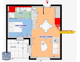  Appartement � louer 1 pi�ce 35 m�