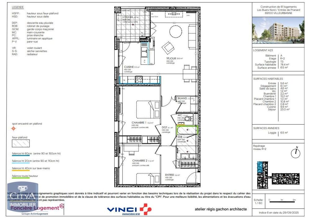 location Appartement - 3 pièce(s) - 78 m² Villeurbanne (69100)