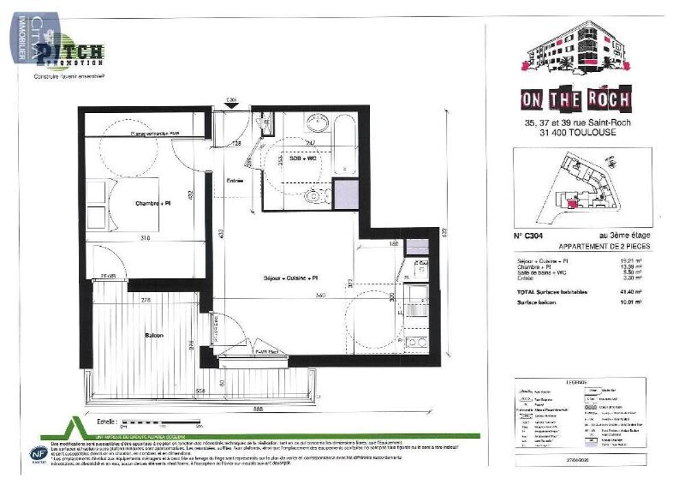 location Appartement - 2 pièce(s) - 41 m² Toulouse (31400)