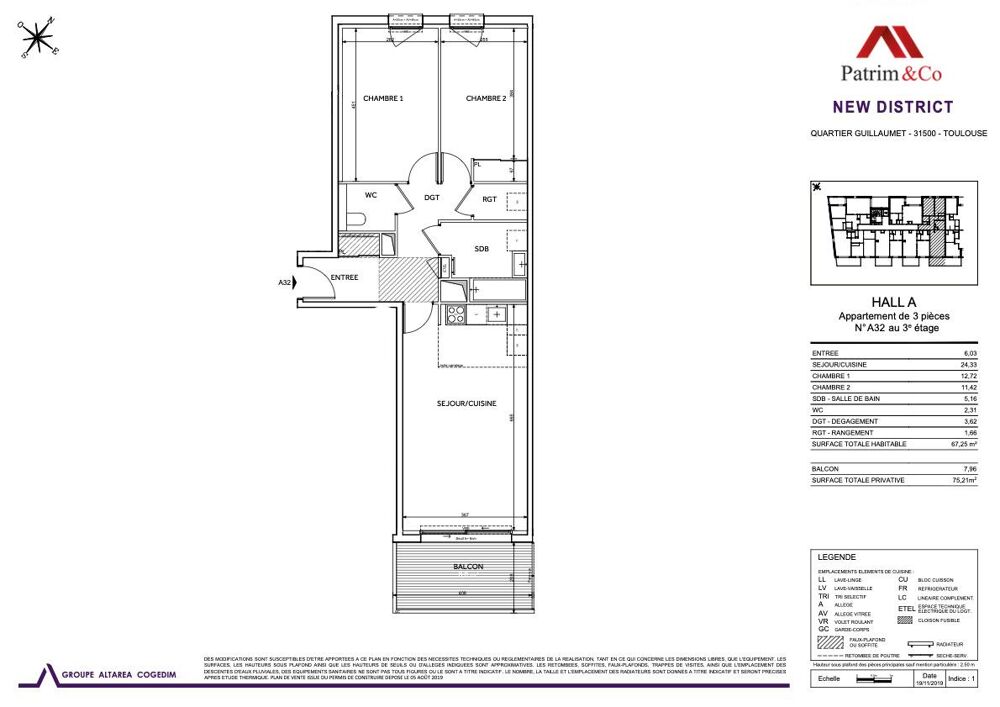location Appartement - 3 pièce(s) - 67 m² Toulouse (31500)