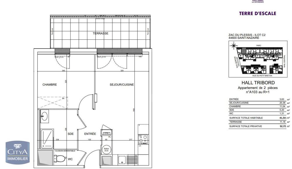 location Appartement - 2 pièce(s) - 42 m² Saint-Nazaire (44600)