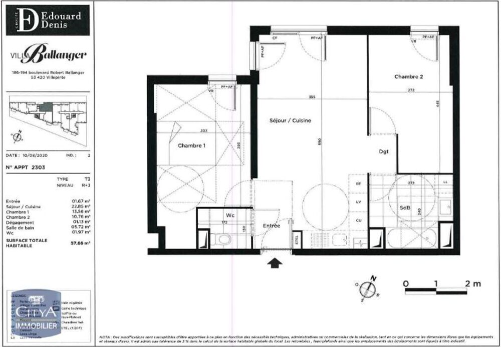 location Appartement - 3 pièce(s) - 58 m² Villepinte (93420)