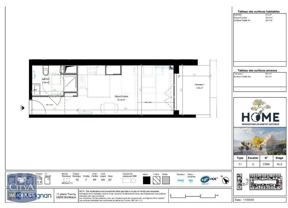 location Appartement - 1 pièce(s) - 31 m² Bordeaux (33100)