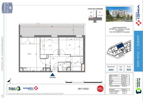  Appartement  louer 3 pices 54 m