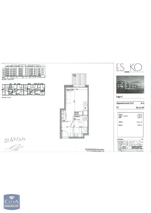  Appartement � louer 1 pi�ce 22 m�