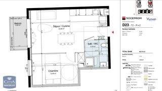  Appartement � louer 2 pi�ces 43 m�