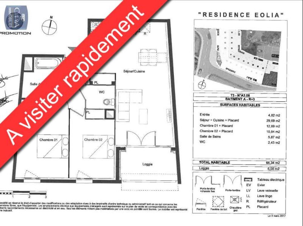 location Appartement - 3 pièce(s) - 66 m² Cenon (33150)