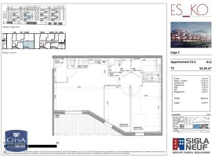  Appartement à louer 3 pièces 59 m²